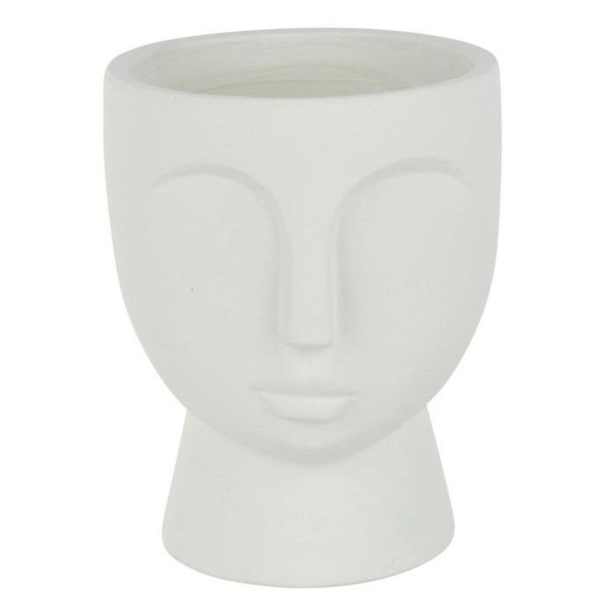 Paris Prix Cache-Pot en Ciment  Visage  22cm Blanc