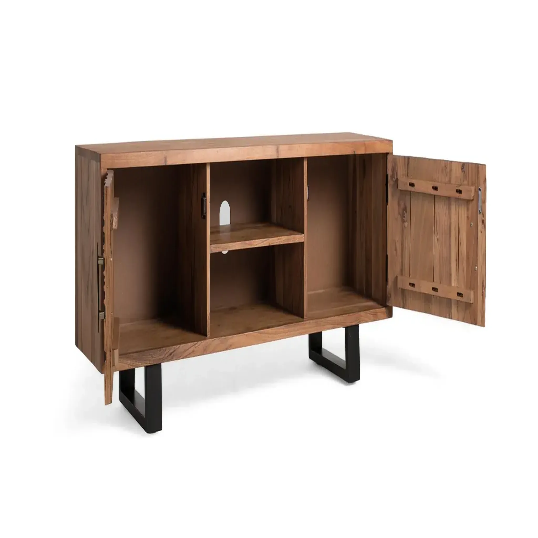 Voir la diapositive 2 : GINER Y COLOMER SL Meuble tv en bois d'acacia 160 cm style ethnique moderne