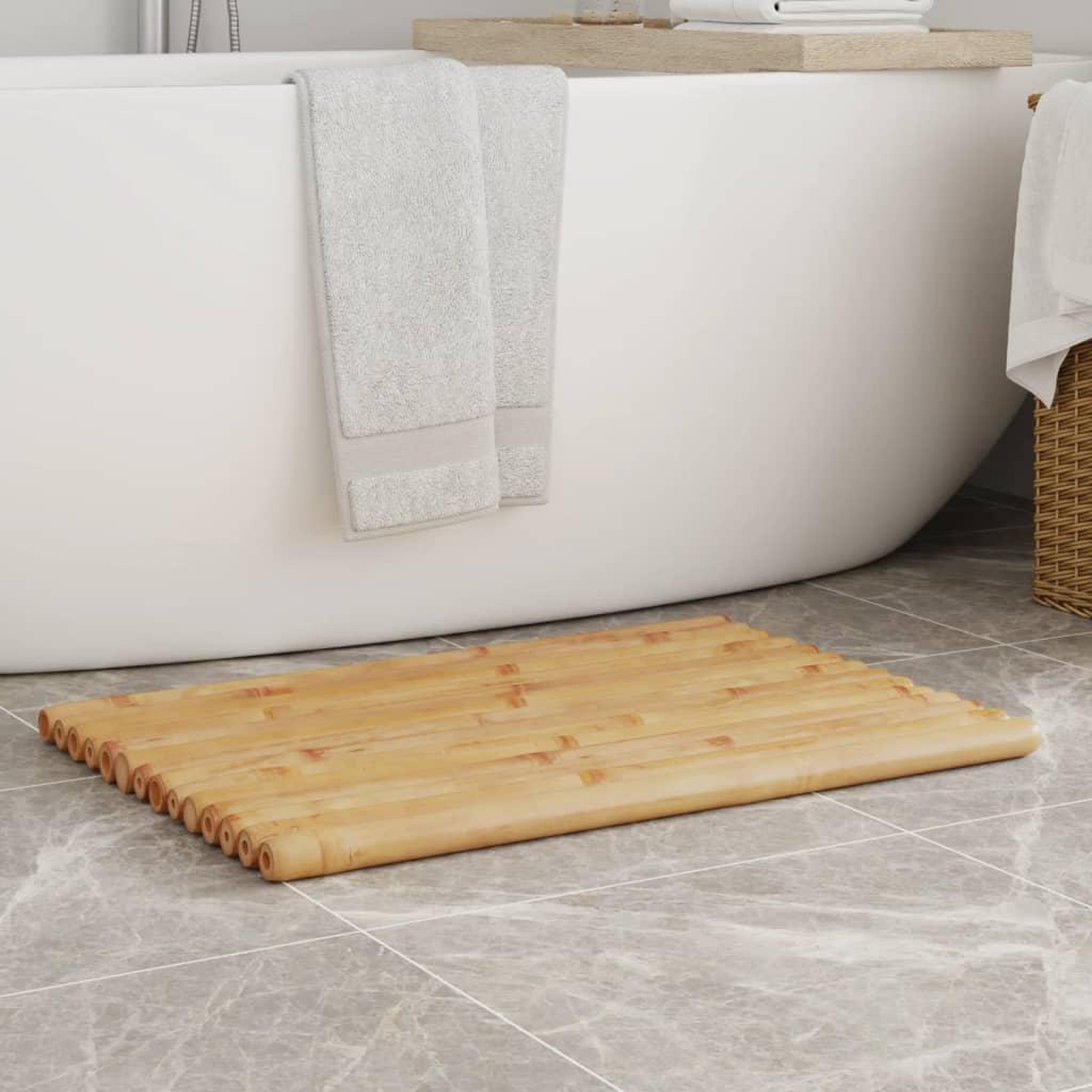 VIDAXL Tapis de bain 2 pcs 70x50 cm bambou