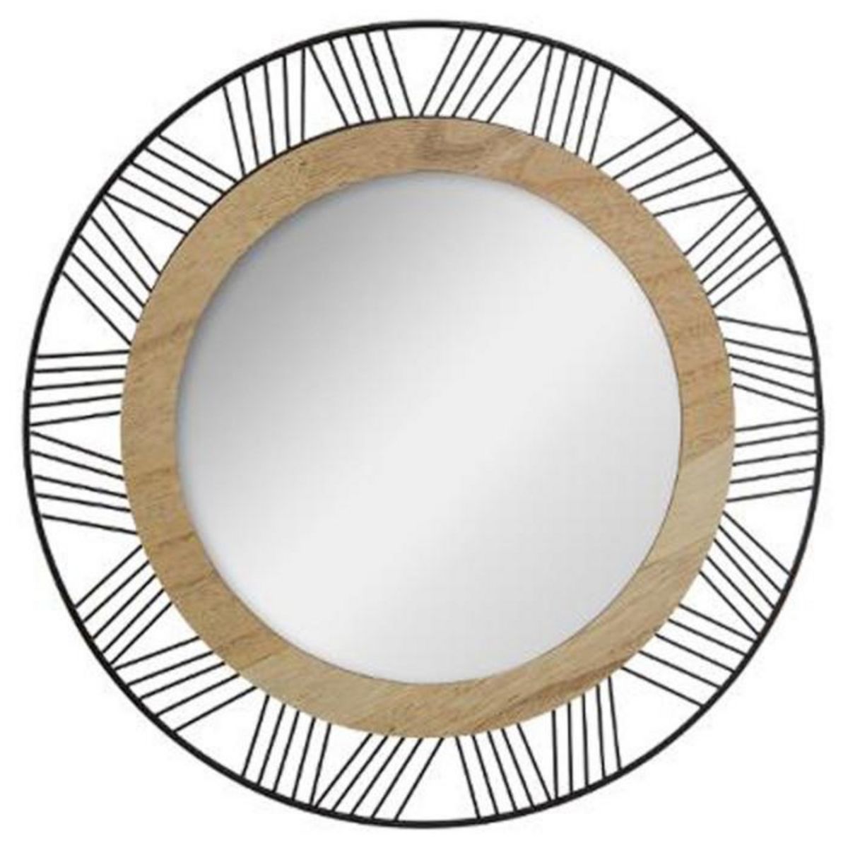 ATMOSPHERA Miroir Rond en Métal & Bois  Joe  45cm Noir