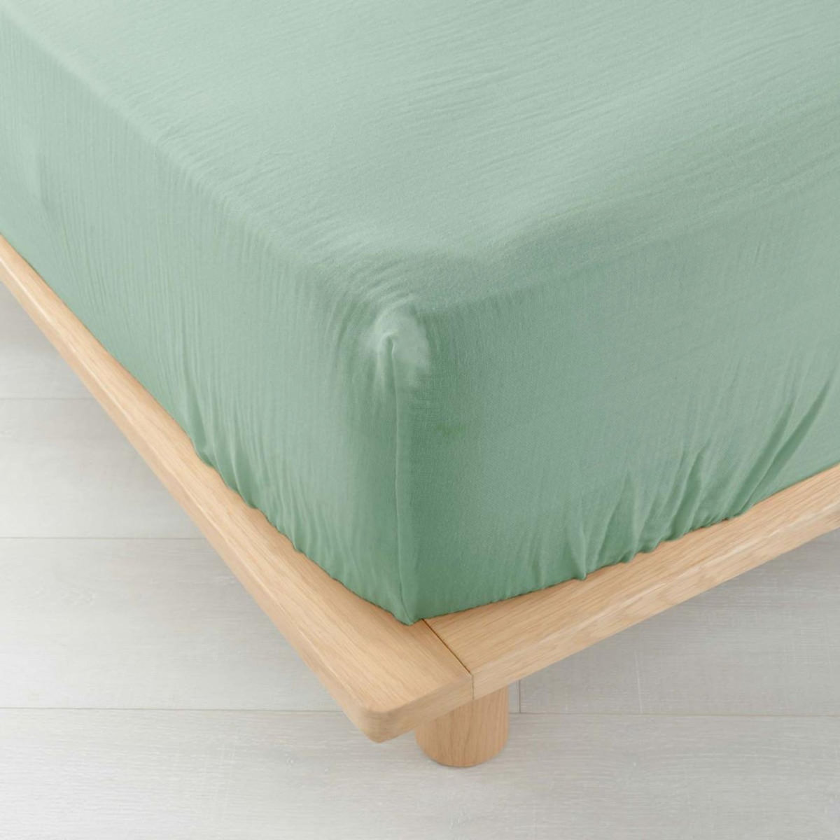 Paris Prix Drap Housse en Gaze de Coton  Angelia  160x200cm Vert Sauge