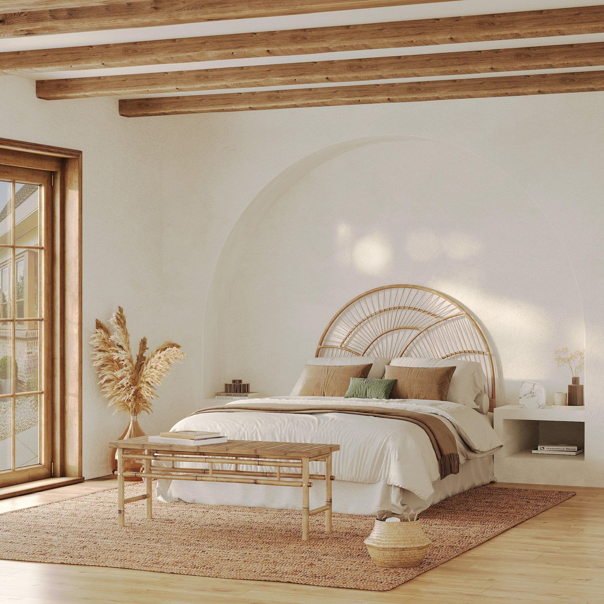 Rendez vous déco Tête de lit en rotin naturel 140 cm-Séléné