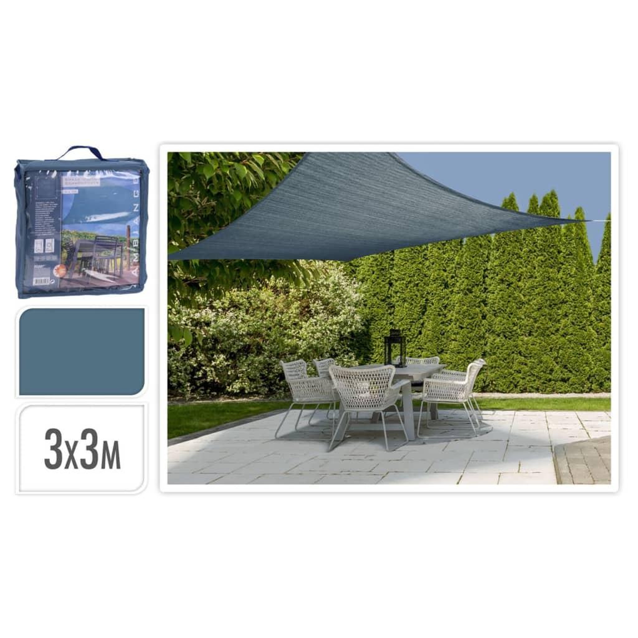 Voir la diapositive 1 : ProGarden ProGarden Toile d'ombrage 3x3 m Bleu Carre