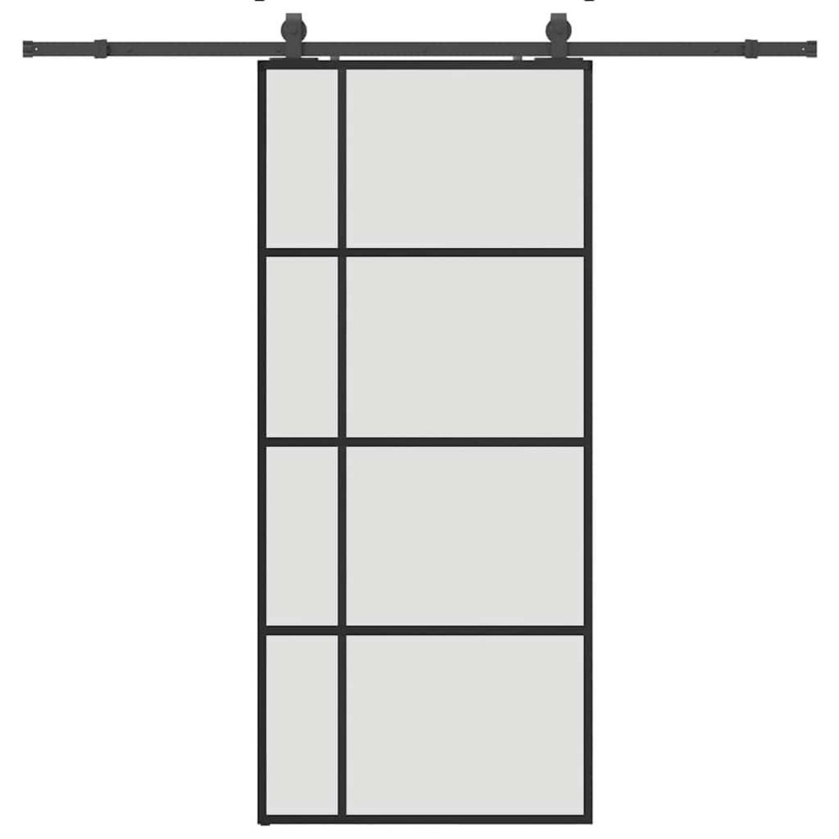 VIDAXL Porte coulissante kit de quincaillerie noir 90x205 cm verre ESG