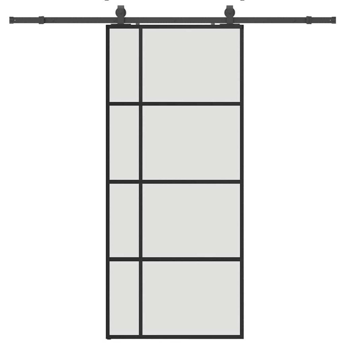 VIDAXL Porte coulissante kit de quincaillerie noir 90x205 cm verre ESG