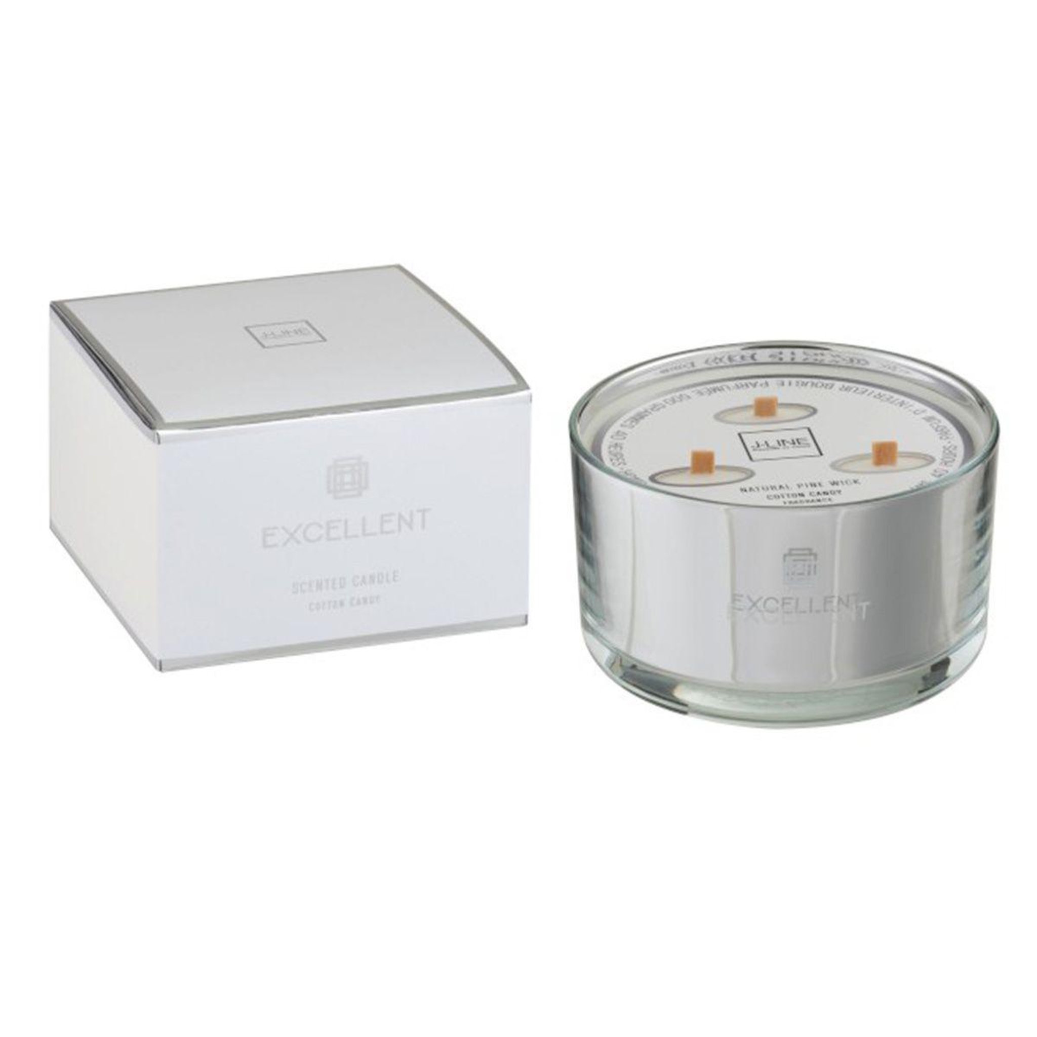 J-LINE Bougie Parfumée en Verre  Excellent  13cm Cotton Candy