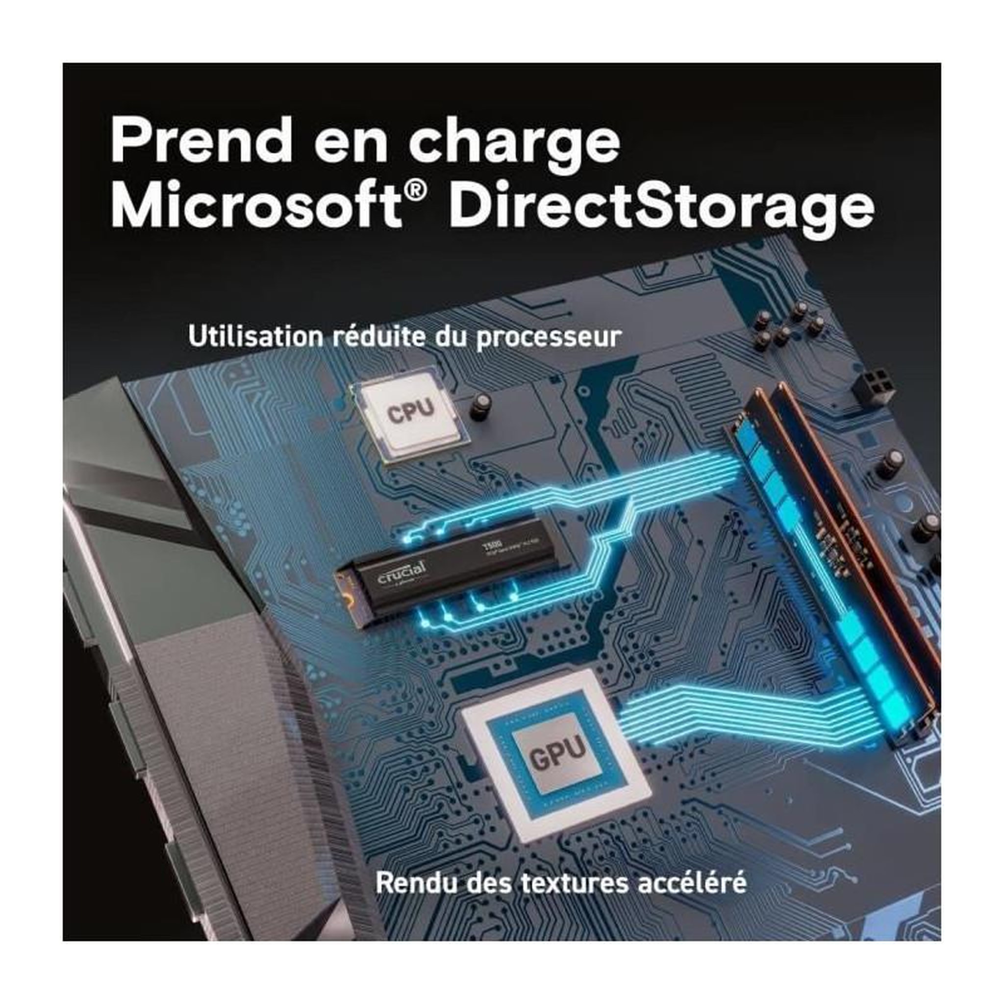 Voir la diapositive 5 : Crucial CRUCIAL - CT2000T500SSD5 - SSD interne - 2To - M.2 - HEATSINK