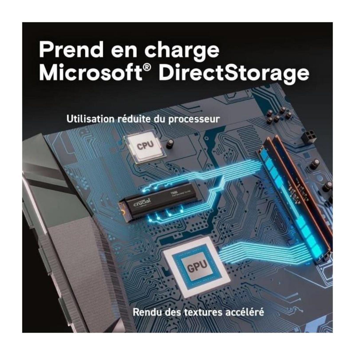 Crucial CRUCIAL - CT2000T500SSD5 - SSD interne - 2To - M.2 - HEATSINK