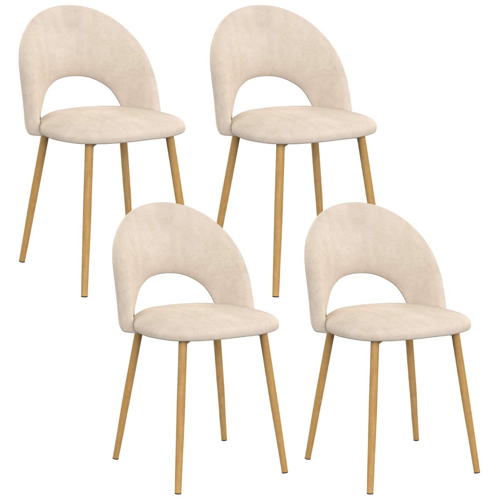 ID MARKET Lot de 4 chaises mado en velours beige pour salle à manger