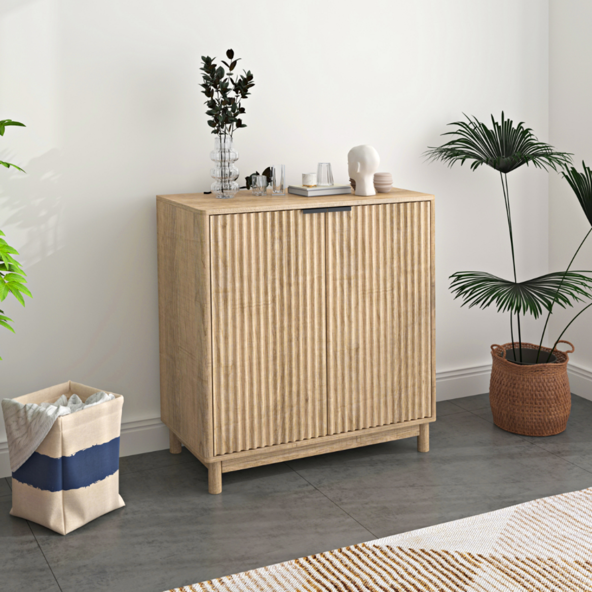 CONCEPT USINE Buffet en bois avec 2 portes et 2 niches SCANDI