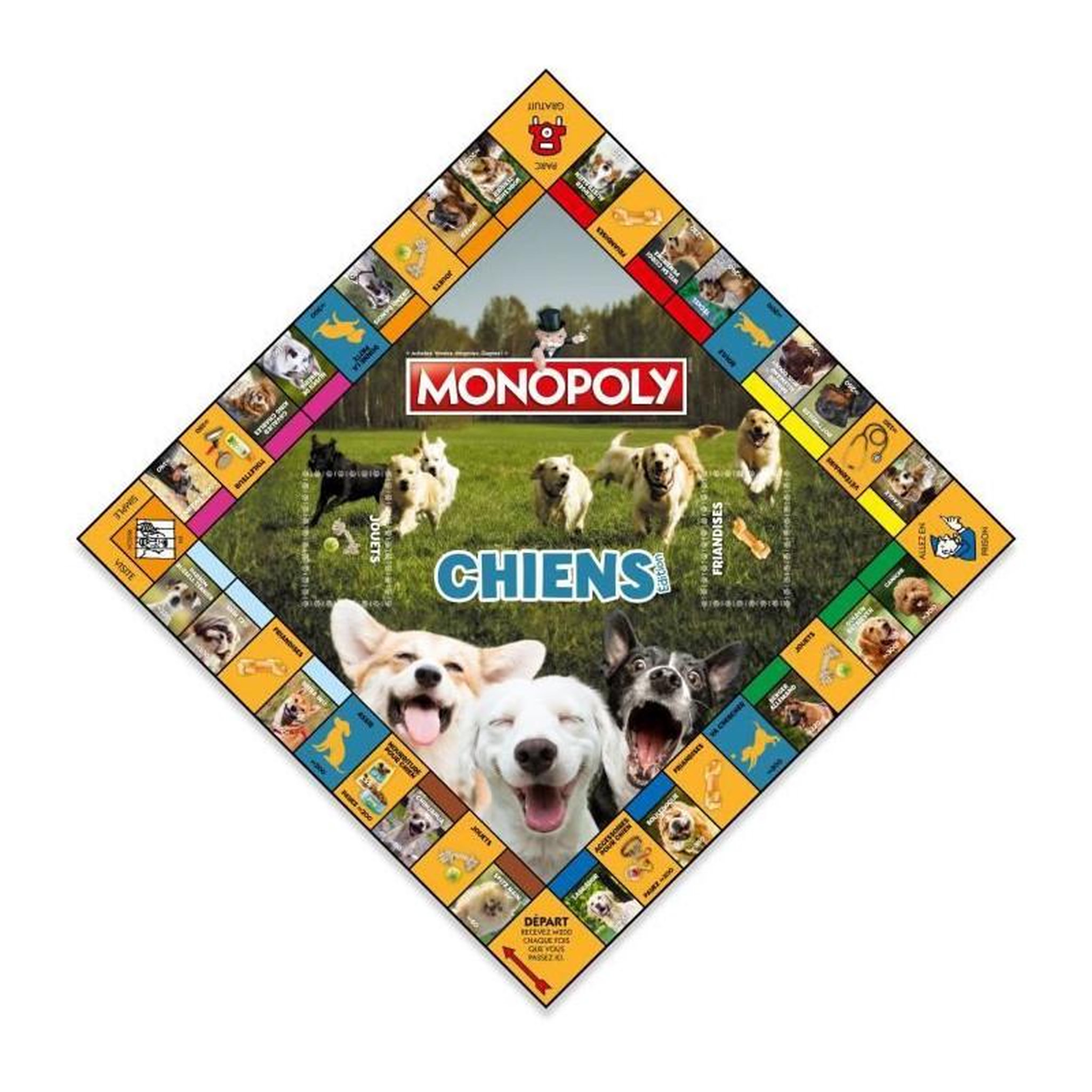 Voir la diapositive 3 : Winning Moves Monopoly Chiens - Jeu de société - WINNING MOVES - Monopoly mettant en vedette les chiens de différentes races.