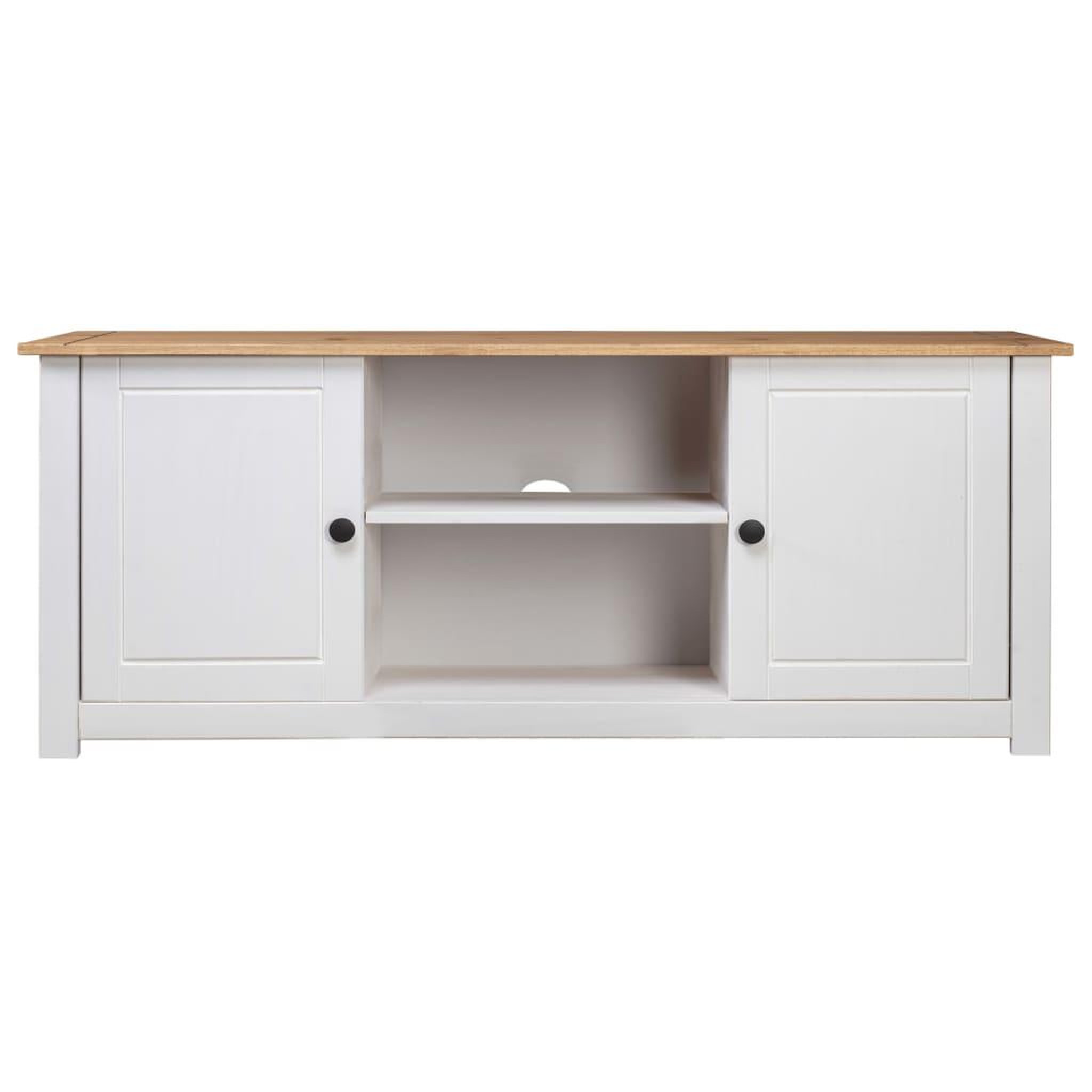 Voir la diapositive 2 : VIDAXL Meuble TV Blanc 120x40x50 cm Bois de pin massif Gamme Panama