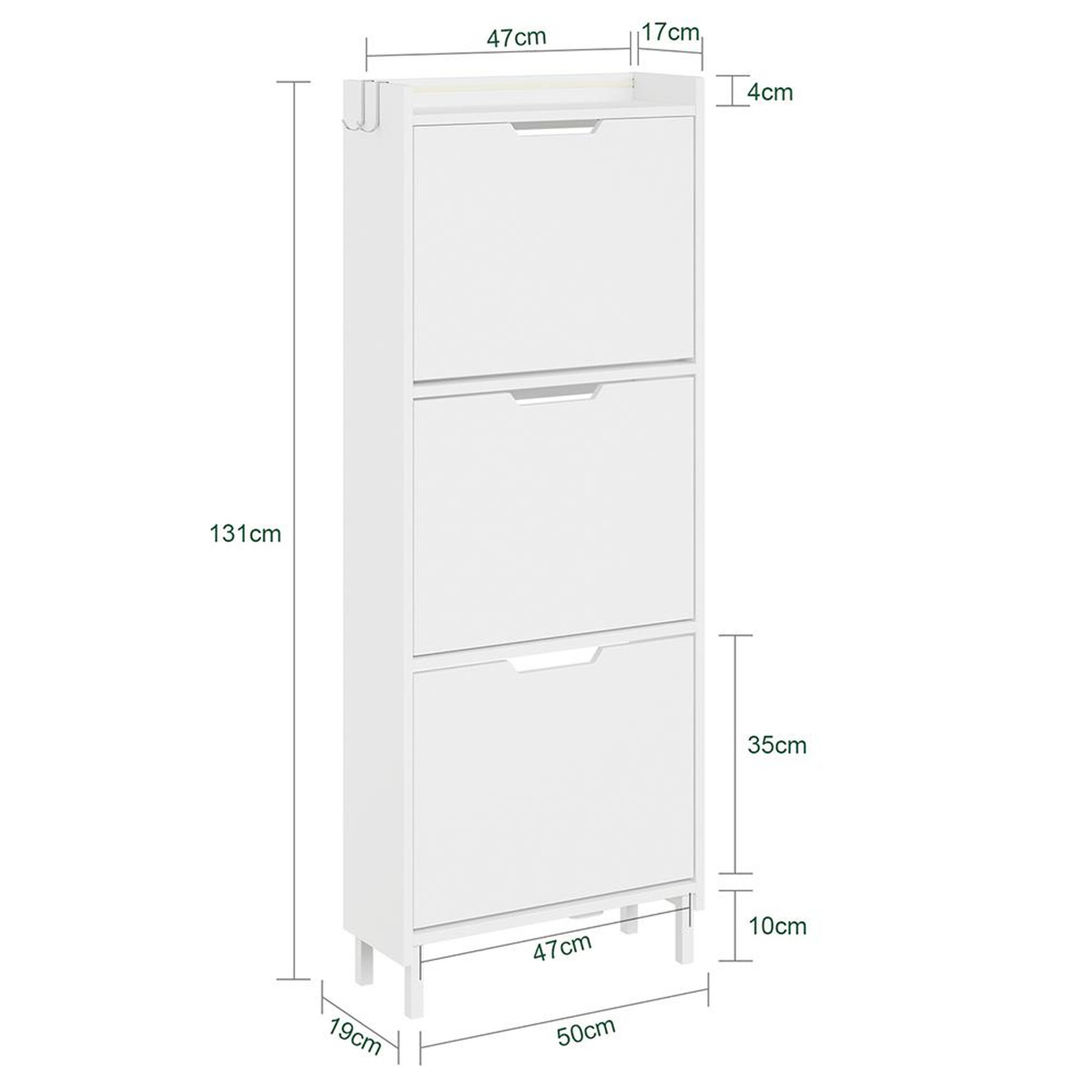 Voir la diapositive 3 : SOBUY Armoire à chaussures pliable Blanc 50x19x131 cm FSR151-H-E-W