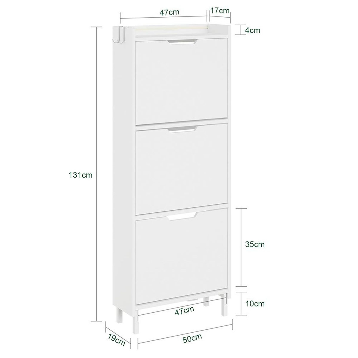 SOBUY Armoire à chaussures pliable Blanc 50x19x131 cm FSR151-H-E-W