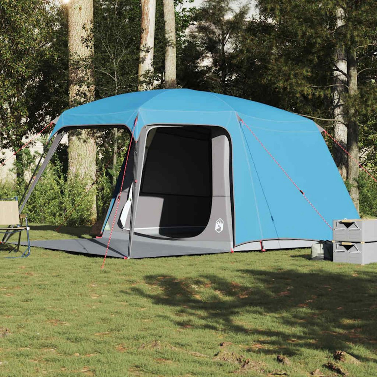 VIDAXL Tente de camping avec dome porche 5 personnes bleu impermeable