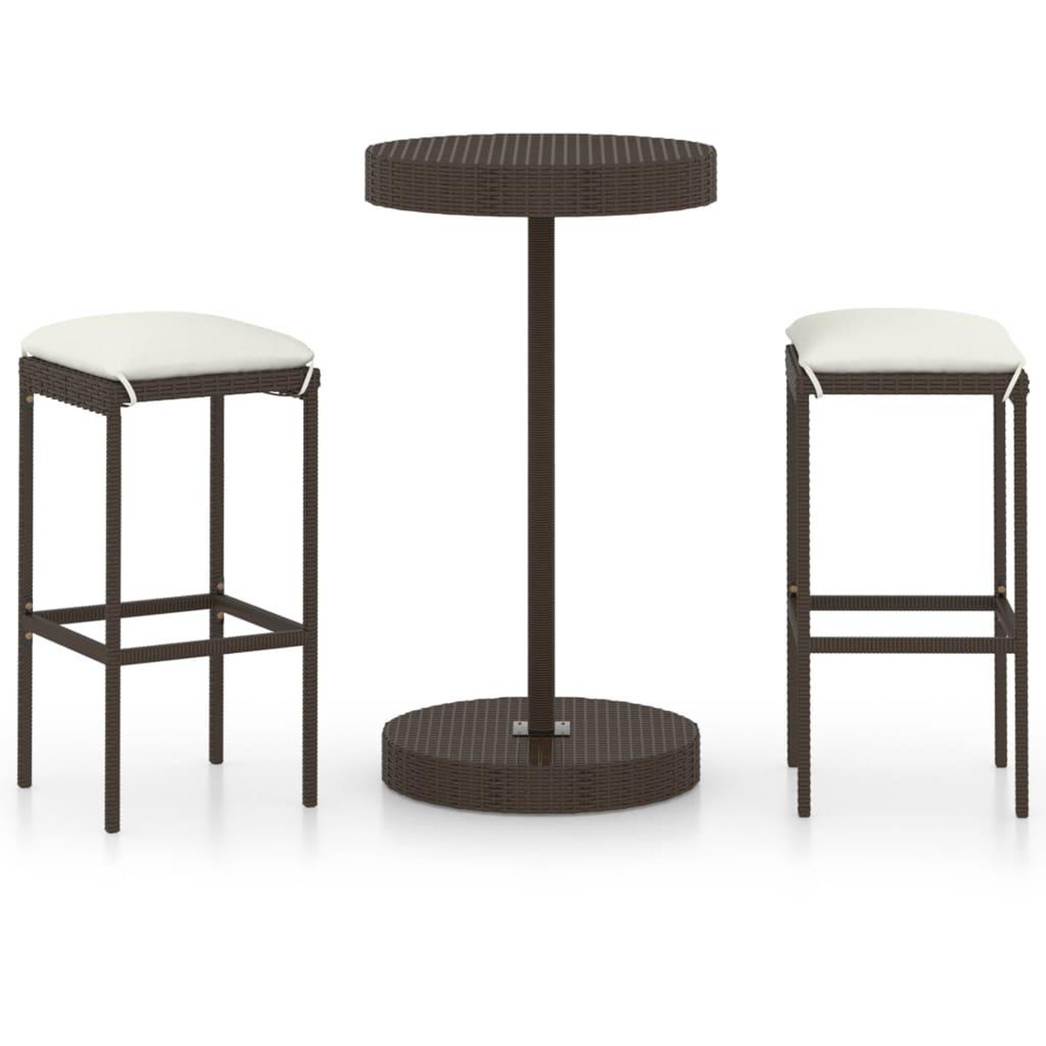 Voir la diapositive 2 : VIDAXL Ensemble de bar de jardin 3pcs coussins Resine tressee Marron