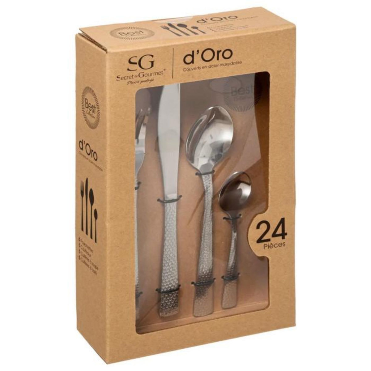 SECRET DE GOURMET Ménagère de 24 pièces D'Oro - Inox