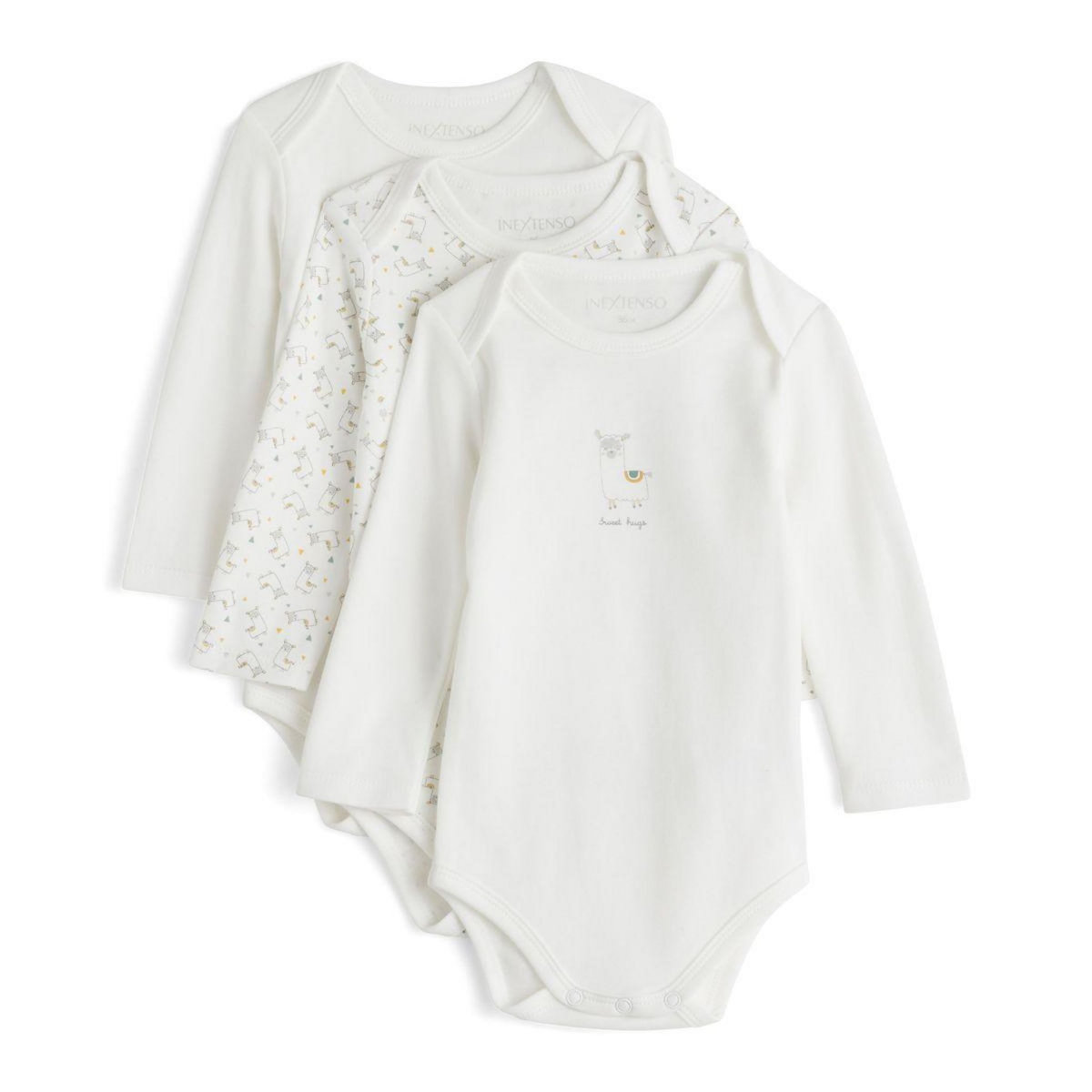 IN EXTENSO Lot de 3 bodies manches longues lama bébé 