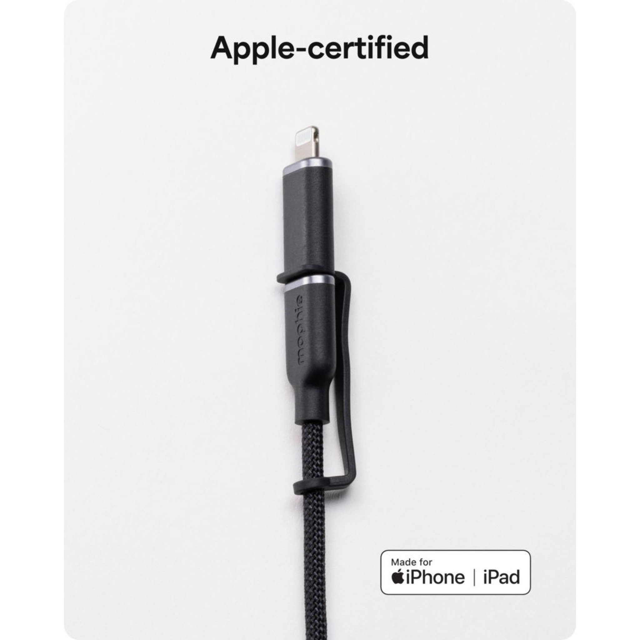 Voir la diapositive 2 : Mophie Câble de charge usb-c + lightning 1m noir chargestream