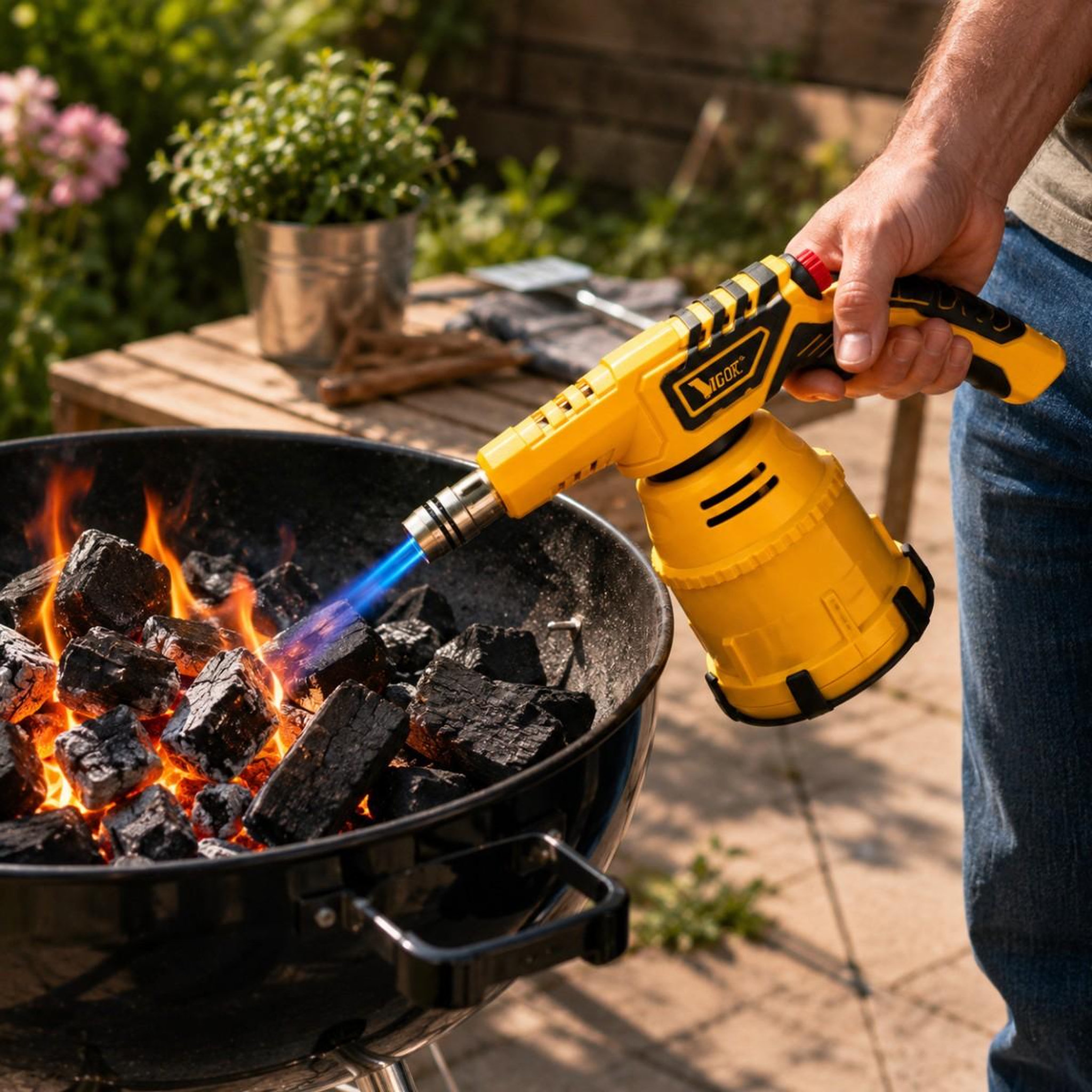 Voir la diapositive 5 : INTEC Lampe à souder gaz 1300w chalumeau multifonction 1200°c allumage piézo flamme réglable cartouche 190g allumage barbecue intec