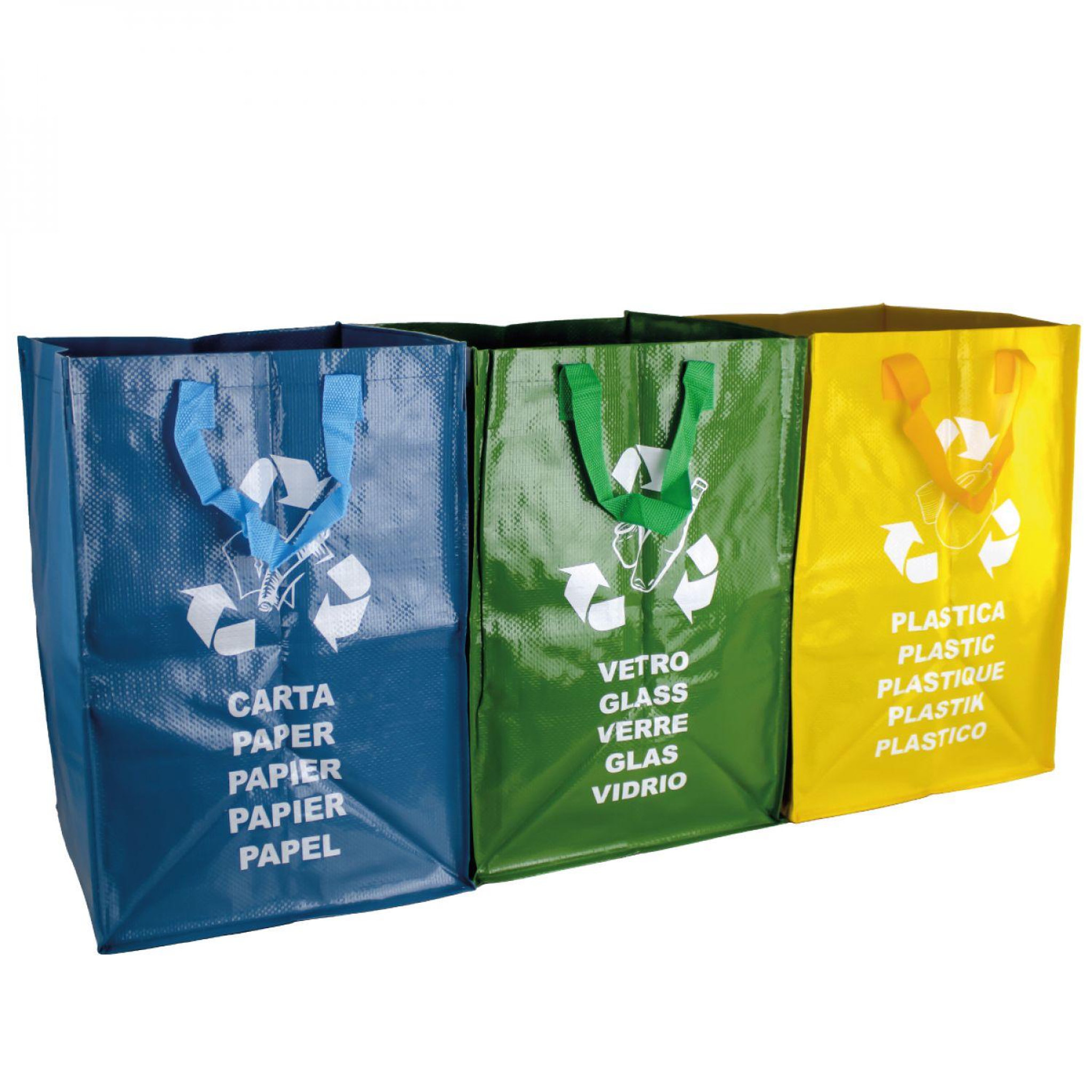 LINXOR Lot de 3 sacs de tri réutilisables pour recyclage des déchets - 130 L