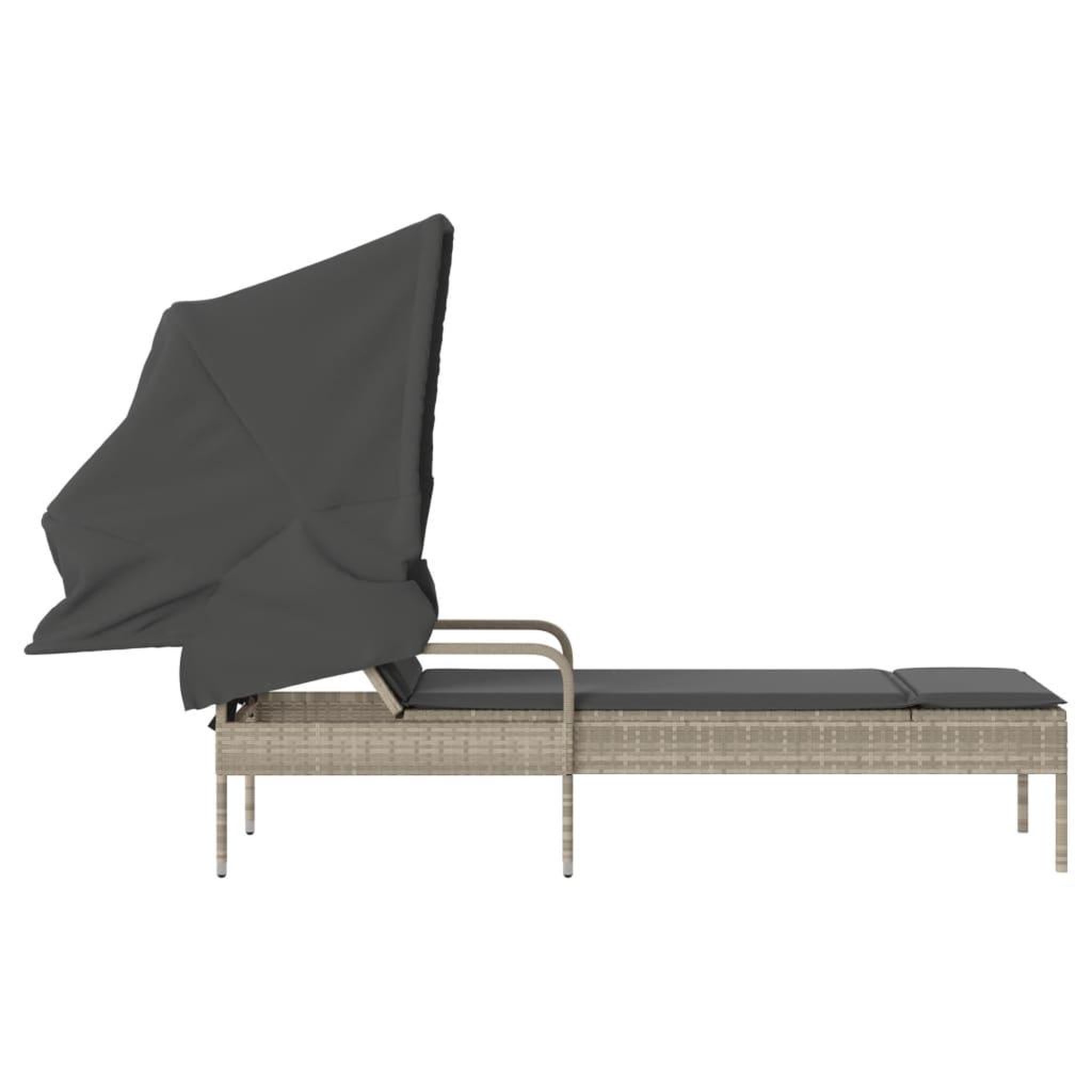 Voir la diapositive 5 : VIDAXL Chaise longue avec auvent gris clair resine tressee