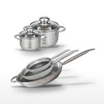 ELO Lot de Poêles 24/28/32 cm et Faitouts 12/16 cm Elo Relief Solution