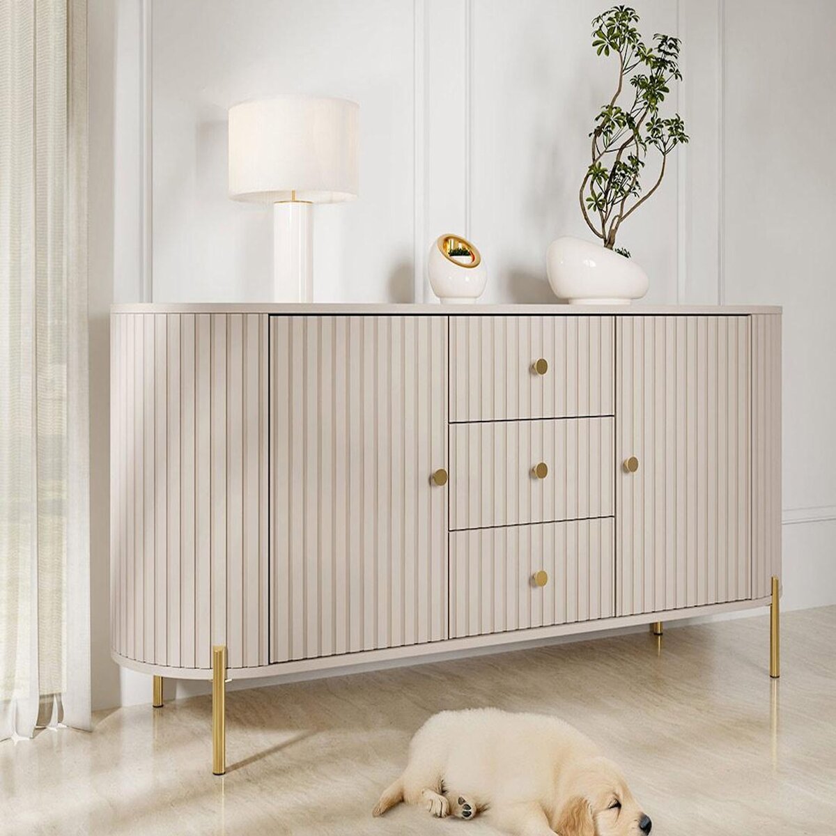BEST MOBILIER Jaime - buffet bas 178 cm - 3 tiroirs, 2 portes et 2 étagères