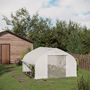 Voir la diapositive 2 : OUTSUNNY Serre de jardin tunnel 10,4 m² - 6 fenêtres et porte zippée avec moustiquaires - acier galvanisé PE blanc