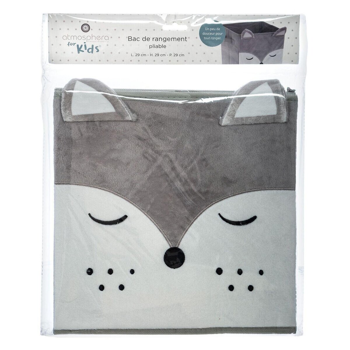 TOILINUX Lot de 2 Boîtes de rangement enfant design velours Douceur - L. 29 x l. 29 cm - Gris