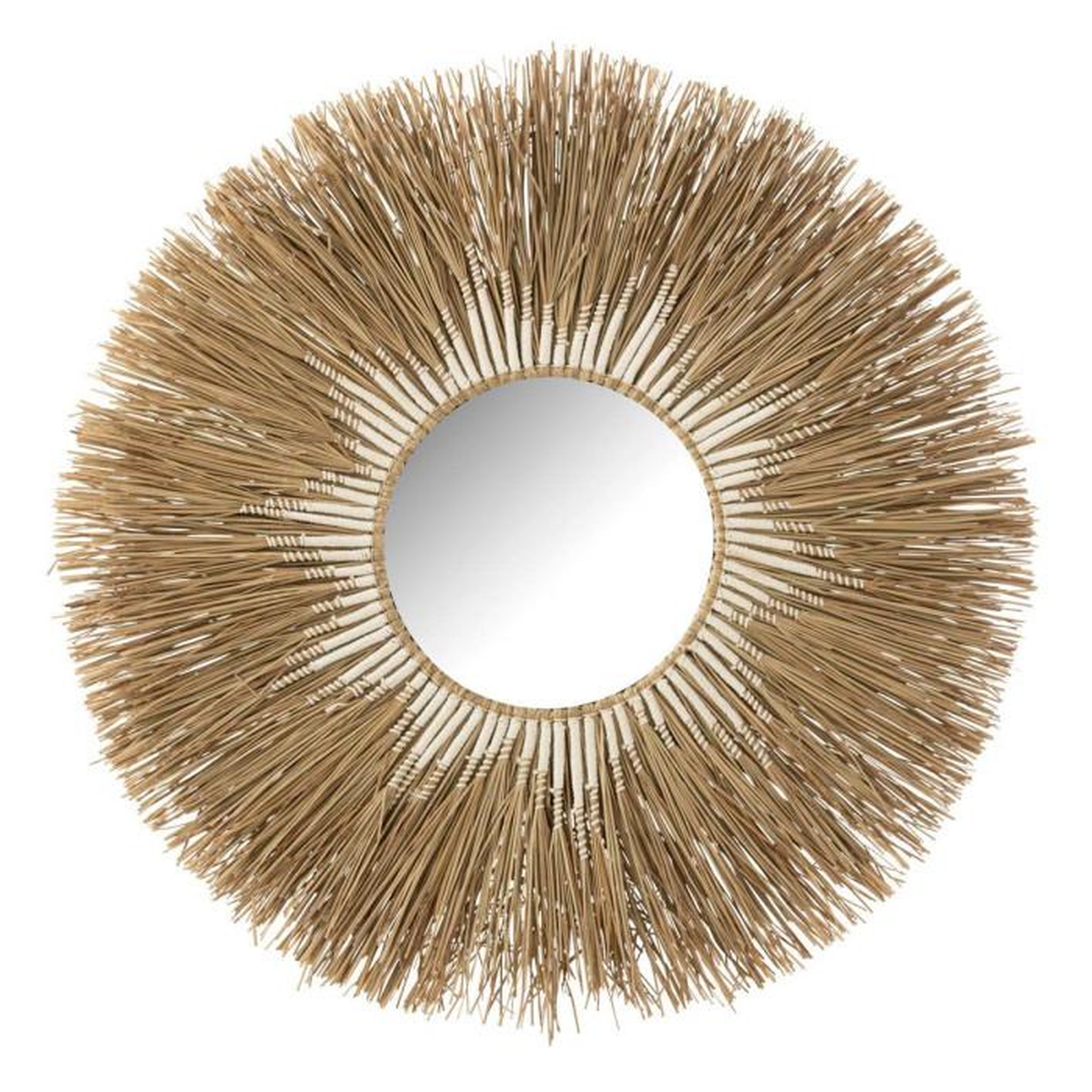 Voir la diapositive 1 : Paris Prix Miroir Mural Déco Paille  Mélissa  101cm Naturel & Blanc