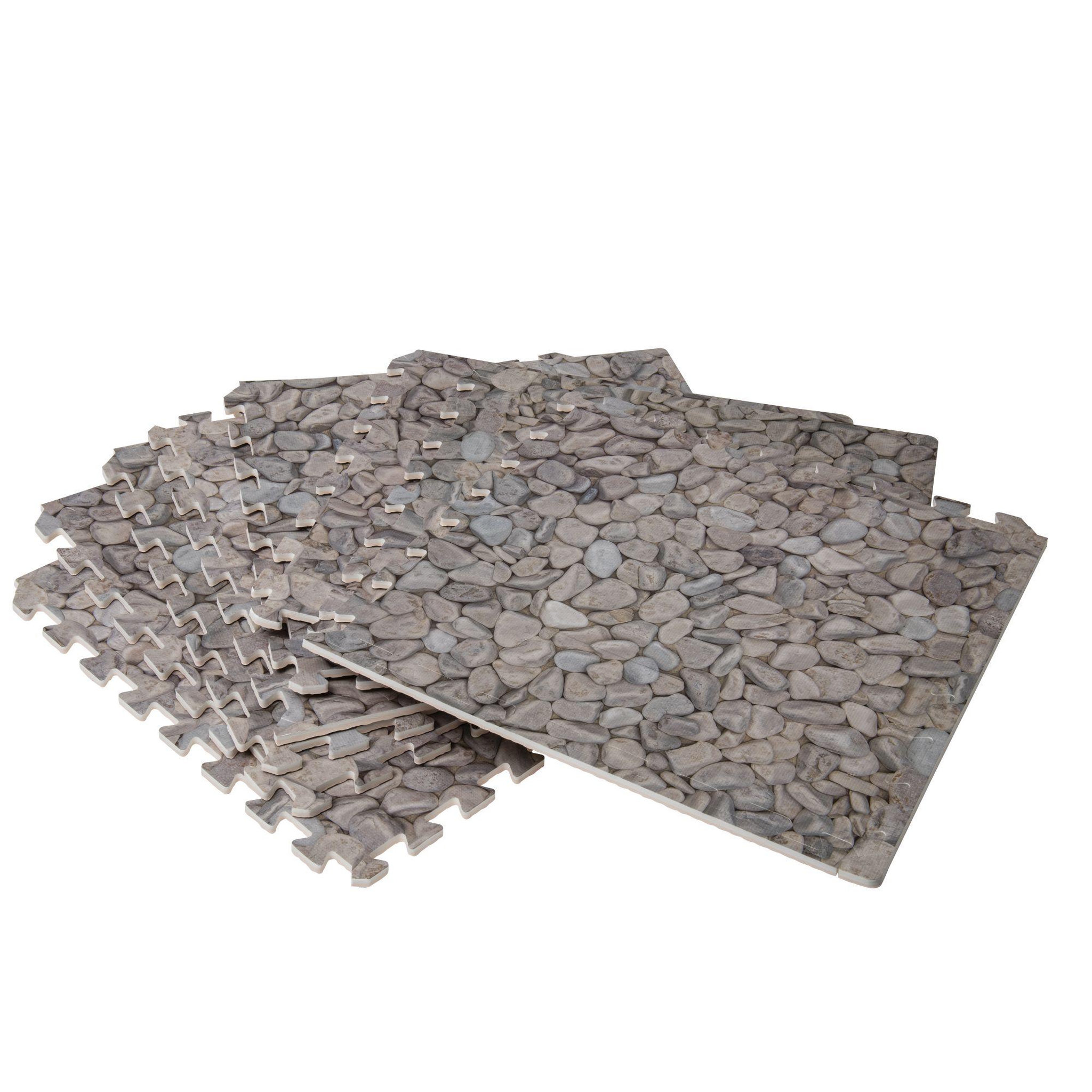 Voir la diapositive 2 : WERKAPRO Dalle pour piscine imprimé galet  50x50cm  1cm épaisseur 8 pièces WERKA PRO