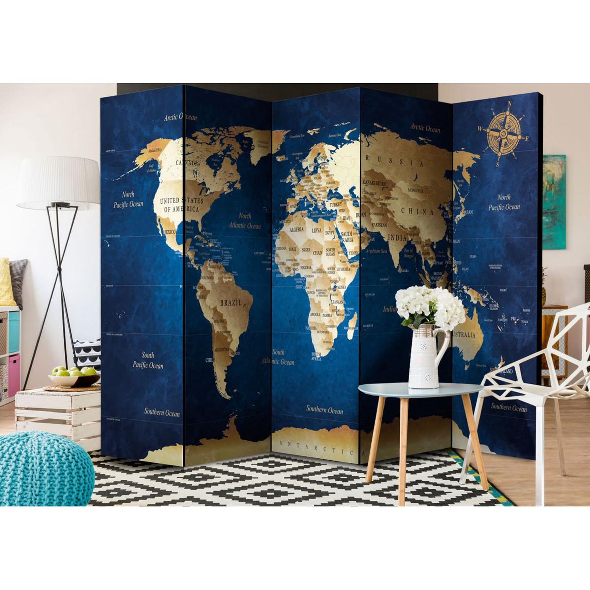 Voir la diapositive 2 : Paris Prix Paravent 5 volets  the dark blue depths  172x225cm