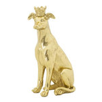 Paris Prix Statuette Déco Chien  Couronne  33cm Or