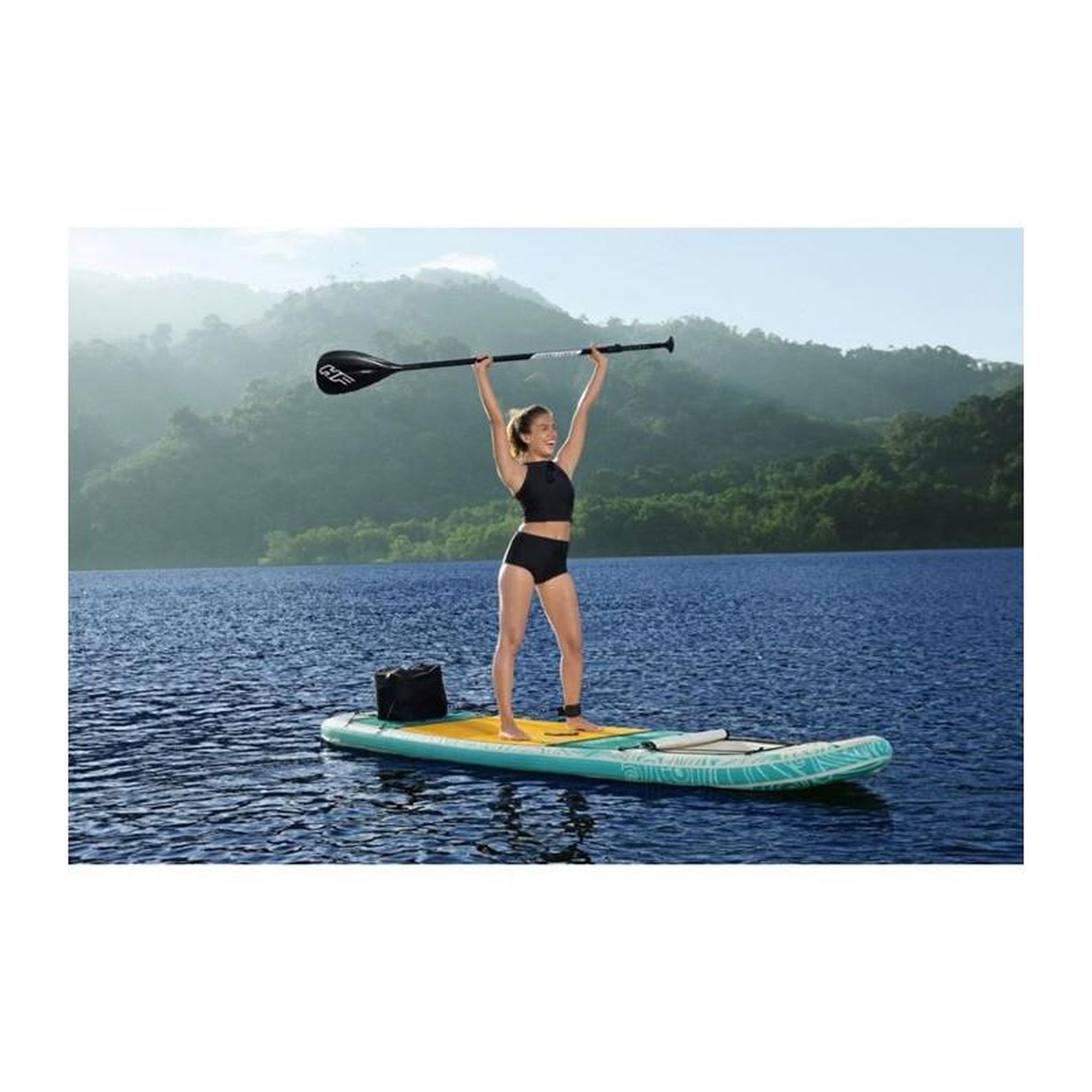 Voir la diapositive 4 : BESTWAY BESTWAY Paddle gonflable Panorama Hydro-force™, 340 x 89 x 15 cm, 150 kg max, fenetre transparent, pompe, leash