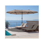 Voir la diapositive 2 : KZ GARDEN Parasol de terrasse double Marron Taupe 4.50 x 2.65 x H 2.40 Toile polyester TWIN KZ GARDEN