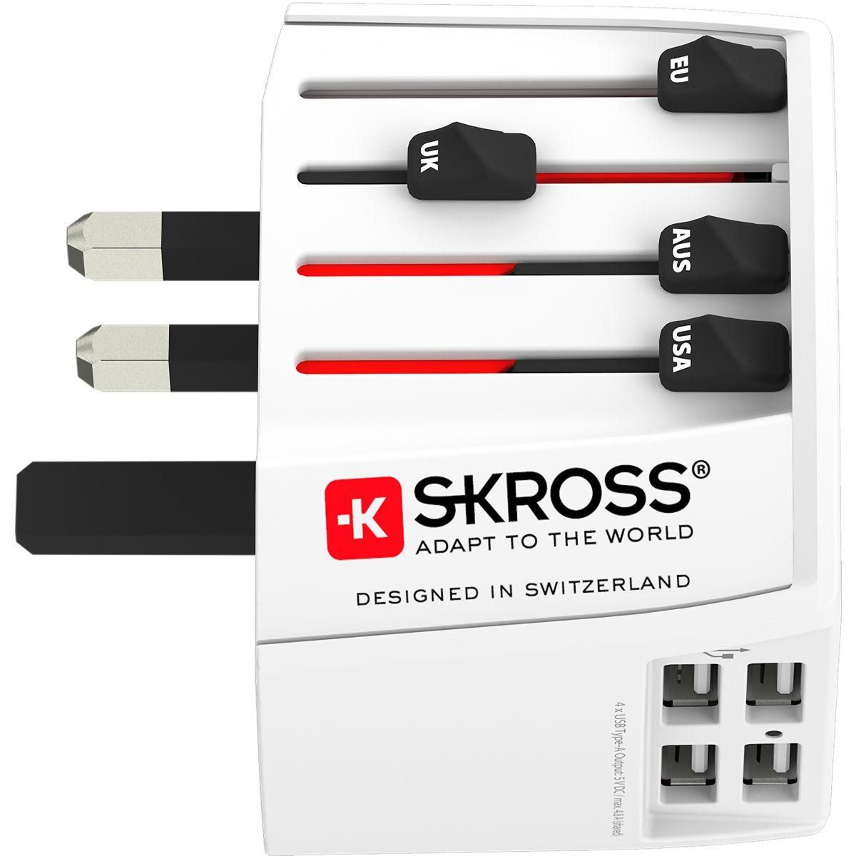 Skross Adaptateur de voyage Universel 4 USB