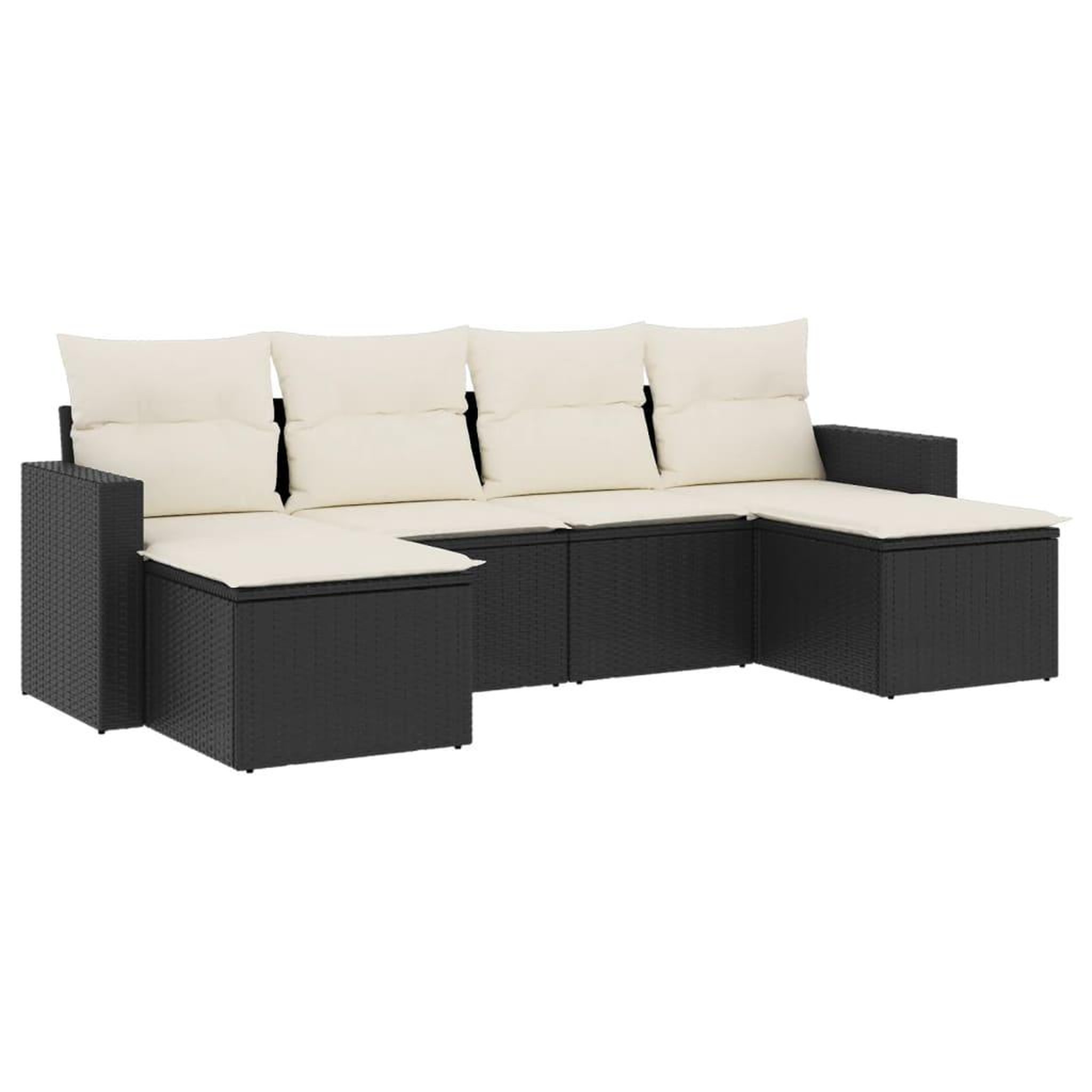 Voir la diapositive 2 : VIDAXL Salon de jardin 6 pcs avec coussins noir resine tressee