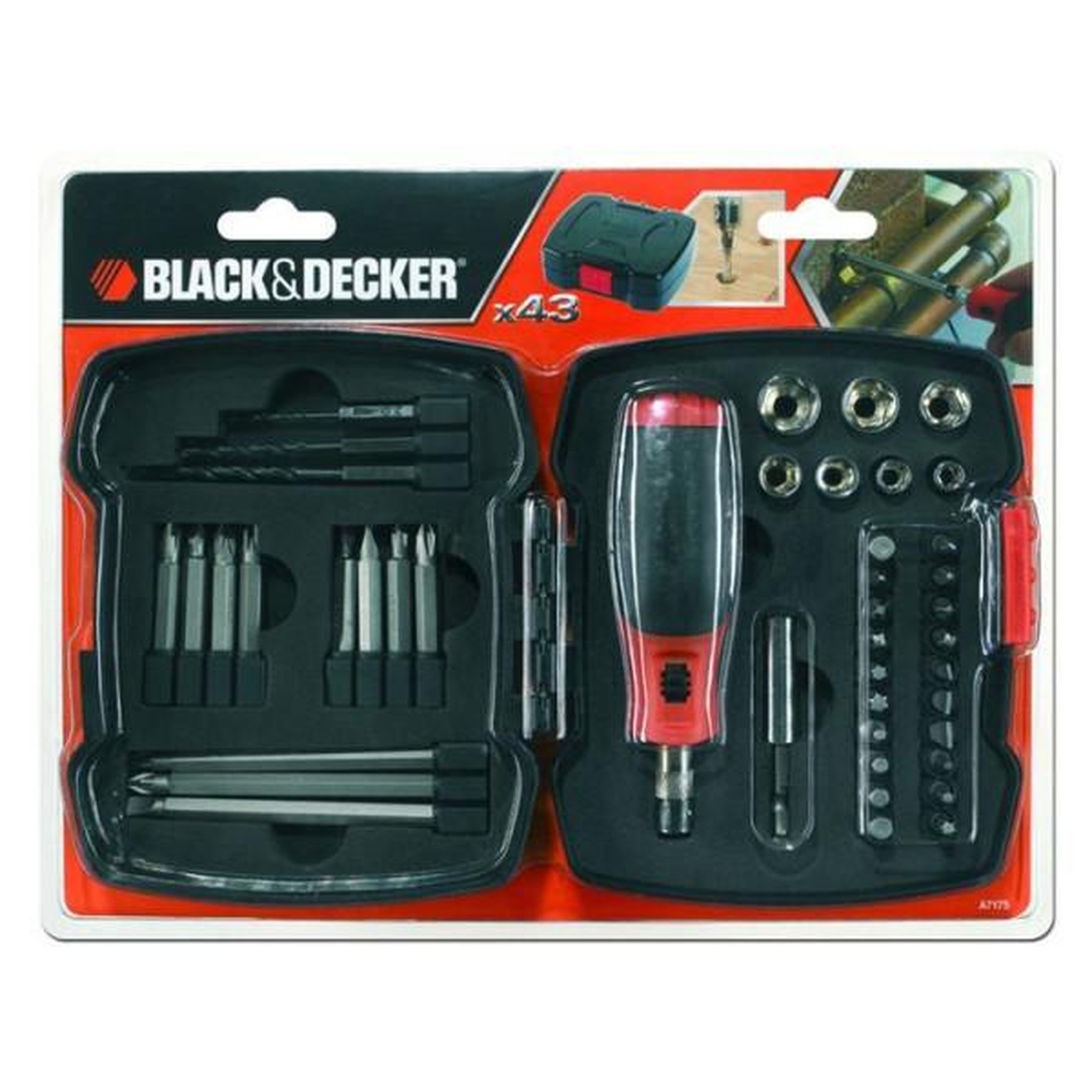 Voir la diapositive 3 : Black et Decker Coffret Tournevis a cliquet manuel avec embouts (43 pieces) BLACK+DECKER - A7175-XJ
