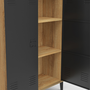 Voir la diapositive 5 : ID MARKET Armoire basse ESTER 2 portes métal noir et contour bois design industriel