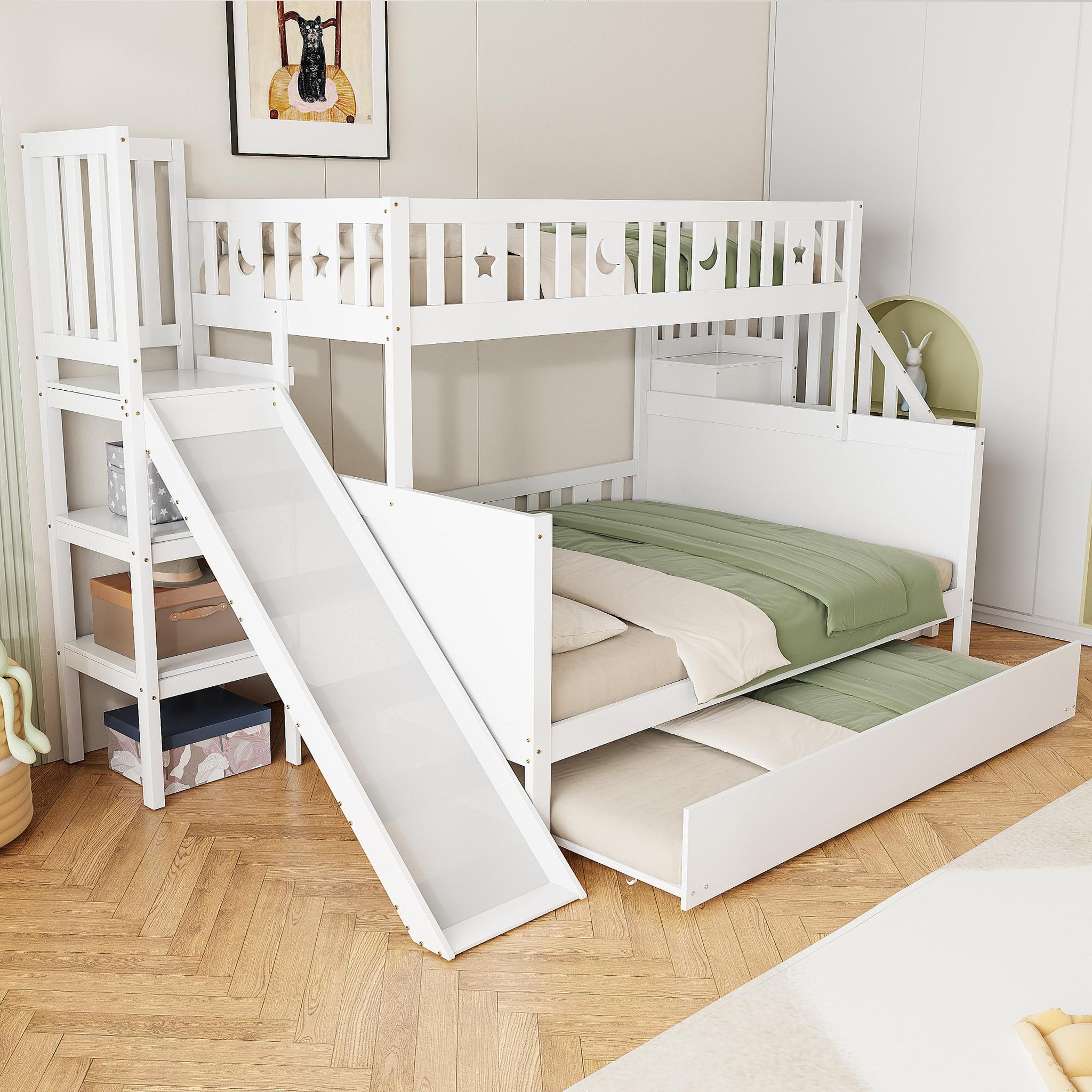 Voir la diapositive 5 : MERAX Lit superposé 140x200(90x200) cm coloris blanc bois massif