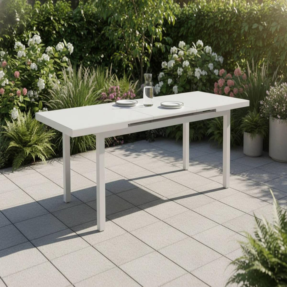 JARDIDECO Table de jardin rectangulaire extensible alu Koloa beige - Jardideco