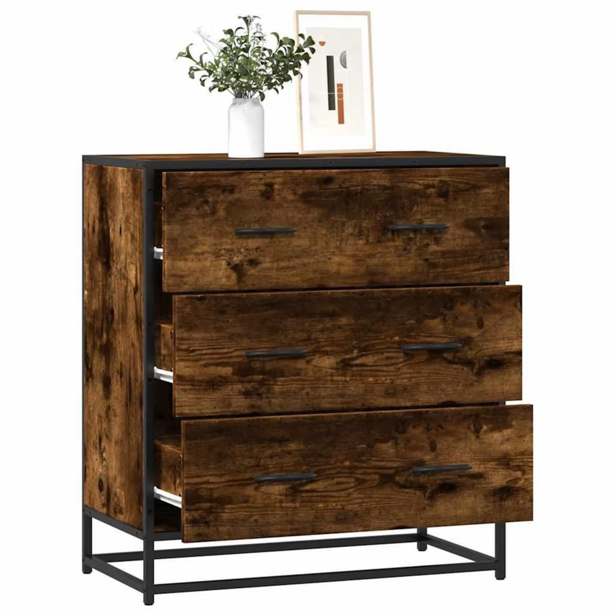 VIDAXL Buffet chene fume 68x35x76 cm bois d'ingenierie et metal