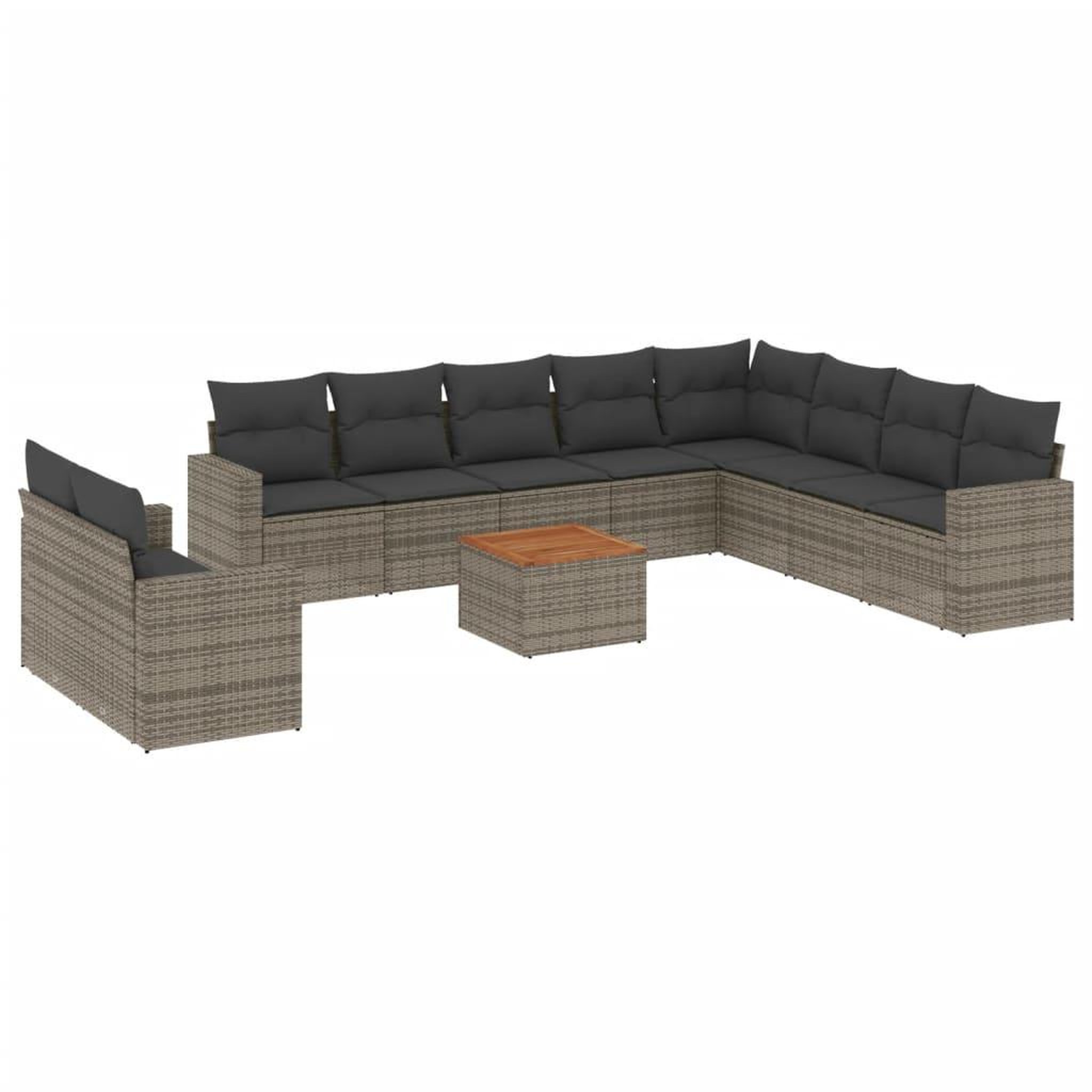 Voir la diapositive 2 : VIDAXL Salon de jardin 11 pcs avec coussins gris resine tressee