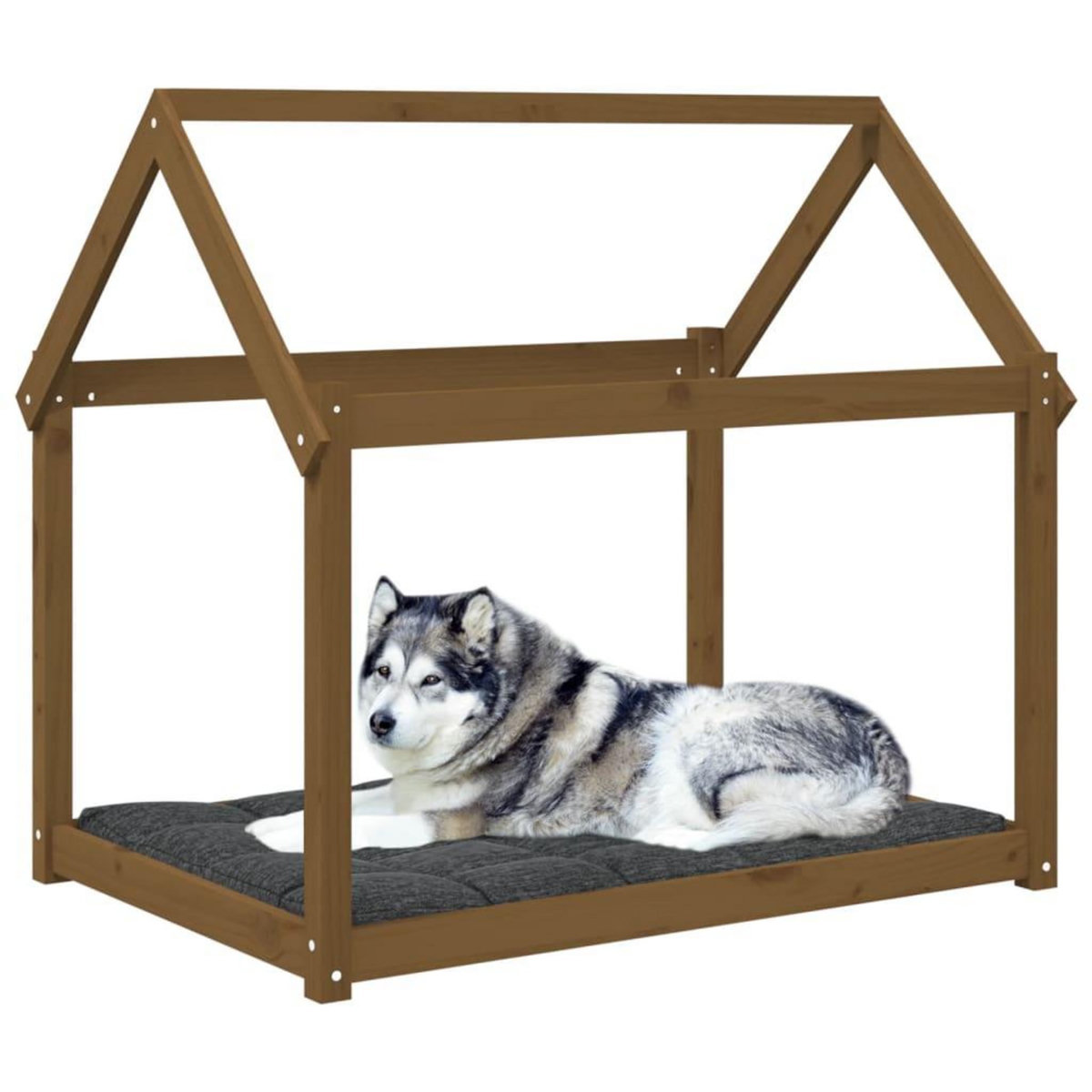 VIDAXL Lit pour chien Marron miel 111x80x100 cm Bois de pin solide