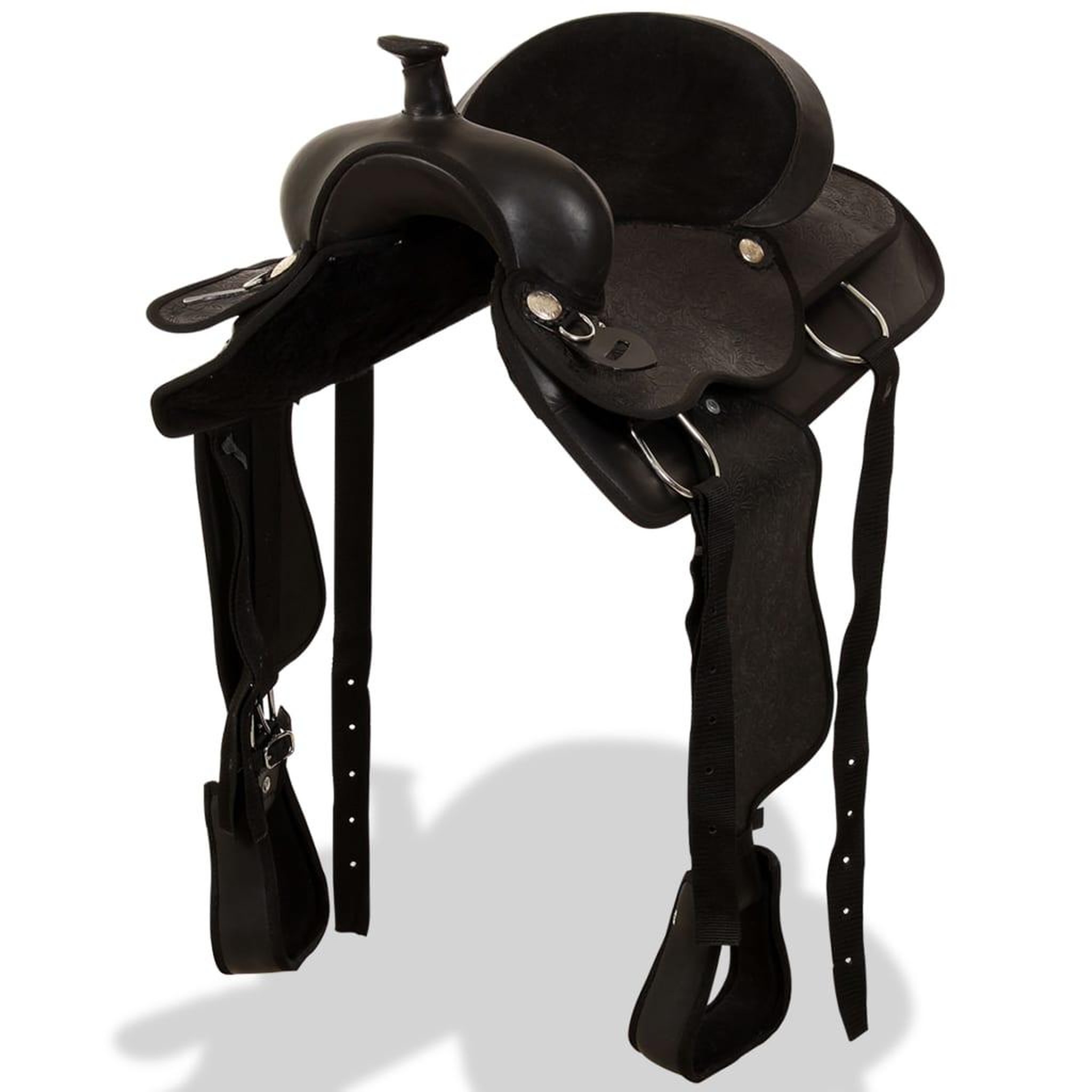 VIDAXL Selle, bridon et col de poitrine Cuir veritable 16 po Noir