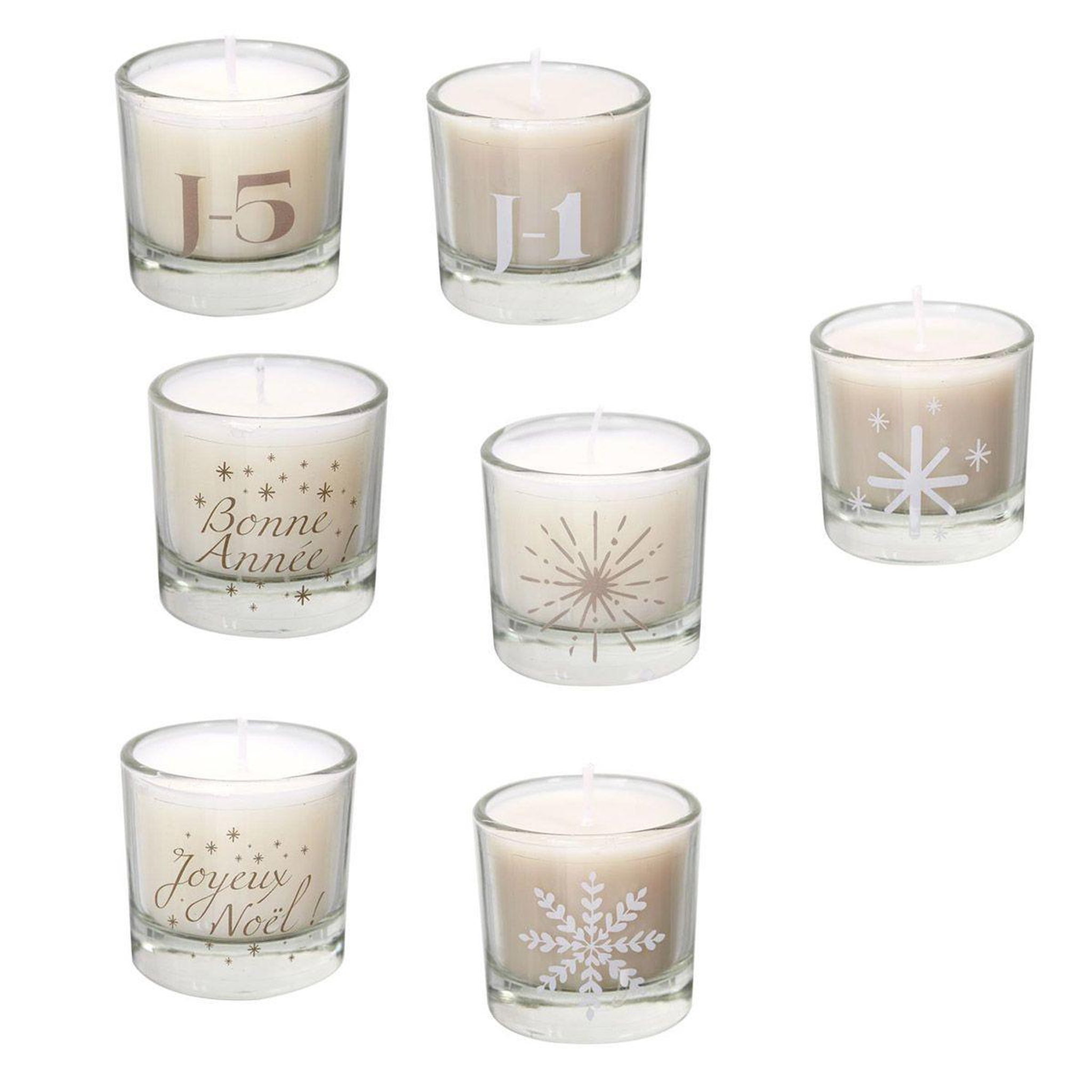 Voir la diapositive 2 : The Home Deco Factory Calendrier de l'avent bougie  après  4cm blanc