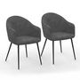 Voir la diapositive 1 : ID MARKET Lot de 2 chaises de salle à manger, fauteuils de table MOLY en velours gaufré gris foncé