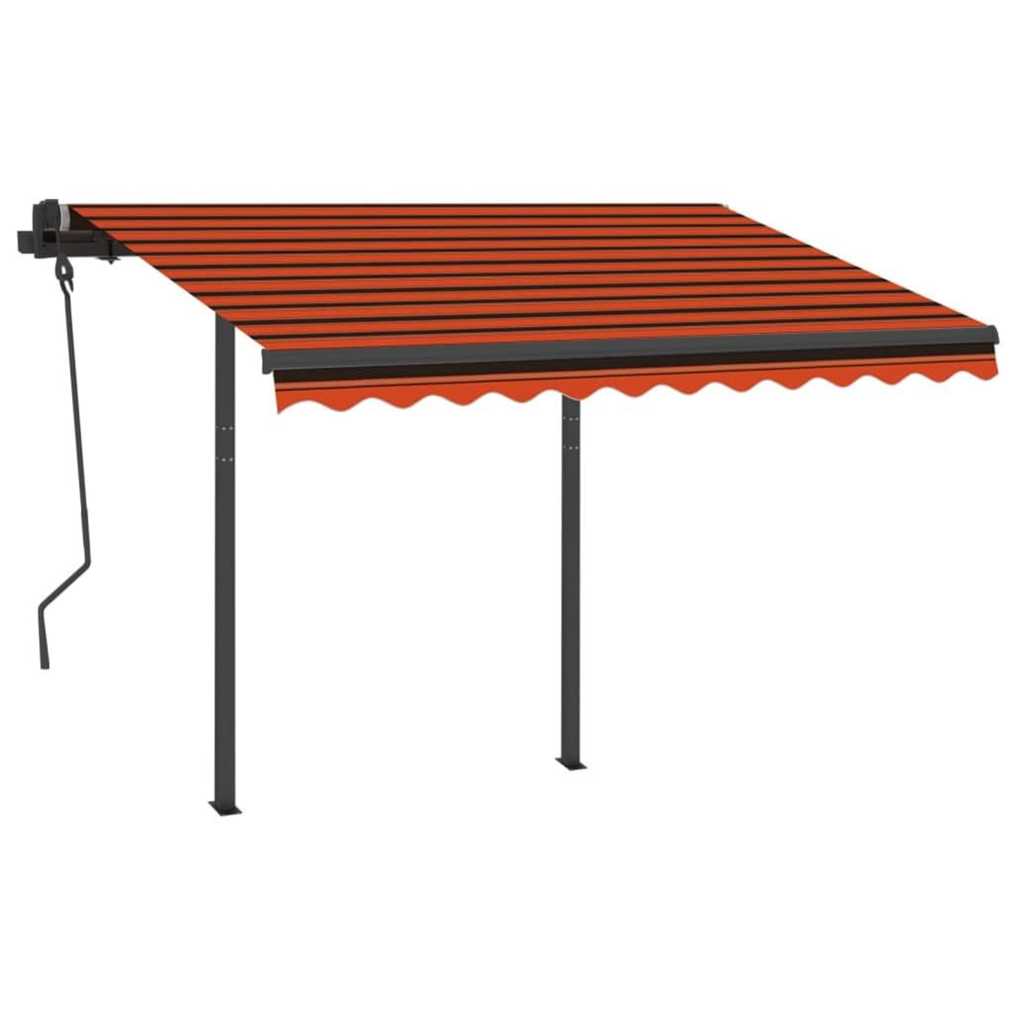 Voir la diapositive 3 : VIDAXL Auvent manuel retractable avec poteaux 3x2,5 m Orange et marron