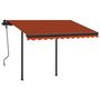 Voir la diapositive 3 : VIDAXL Auvent manuel retractable avec poteaux 3x2,5 m Orange et marron